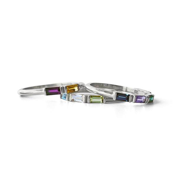 BIRTHSTONE STACKING RING (STERLING SILVER)