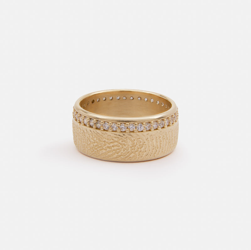 Women's 9mm Diamond Fingerprint Eternity Ring (Solid Gold)