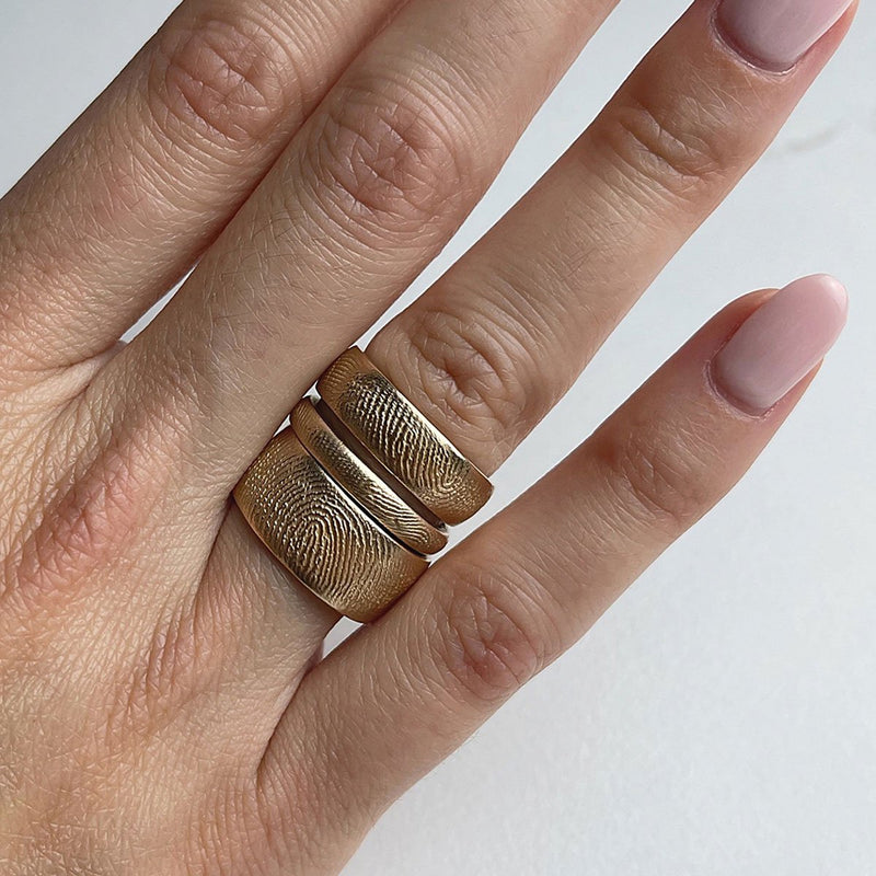 Women's 5mm Fingerprint Ring Band (Sterling Silver)